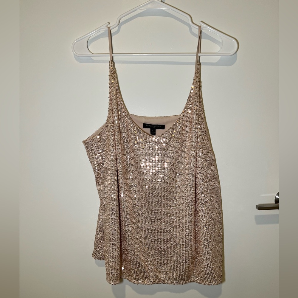 Banana Republic Champagne Sequin Top